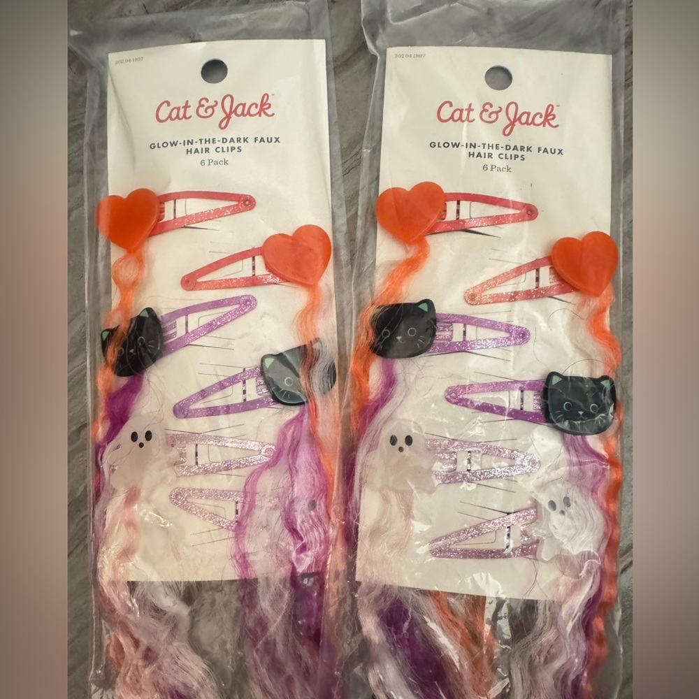 NWT Cat & Jack Glow in the Dark Halloween Hair Clips (includes two 6-packs)